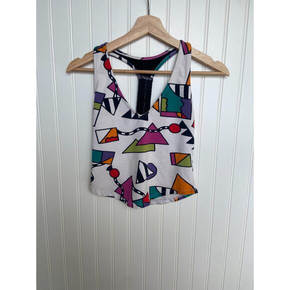 Urban Outfitters Women's S Geometric 80s Retro Cropped Tank Top Multicolor - Picture 2 of 5
